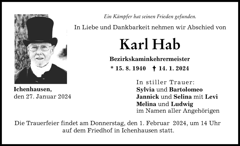 Traueranzeige von Karl Hab von Günzburger Zeitung