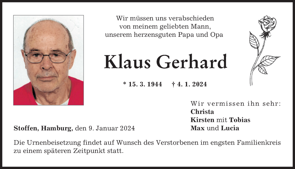 Traueranzeige von Klaus Gerhard von Landsberger Tagblatt