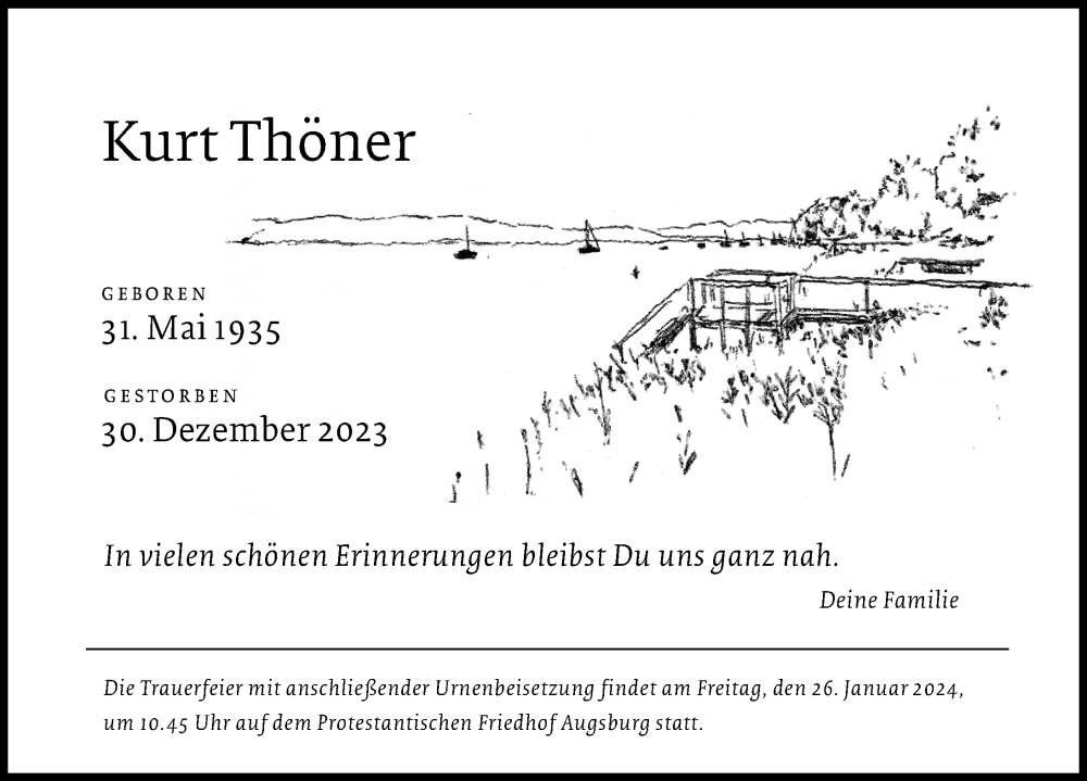 Traueranzeige von Kurt Thöner von Augsburger Allgemeine