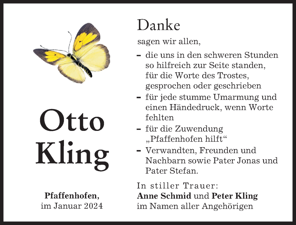 Traueranzeige von Otto Kling von Neu-Ulmer Zeitung