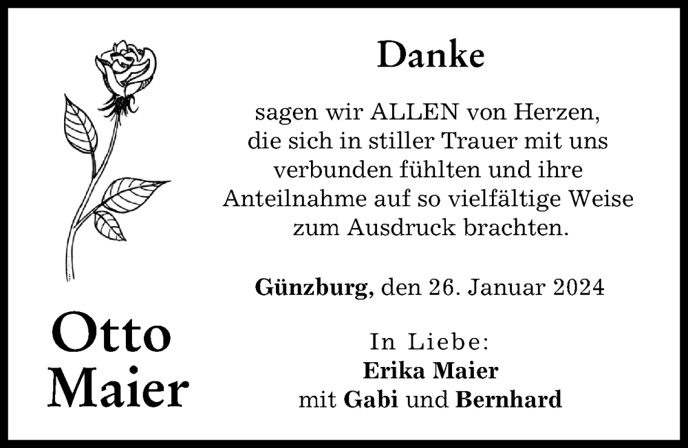 Traueranzeige von Otto Maier von Günzburger Zeitung
