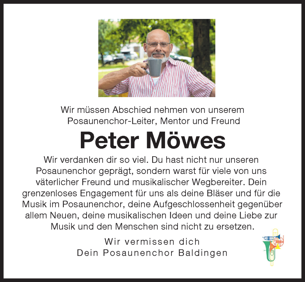 Traueranzeige von Peter Möwes von Rieser Nachrichten