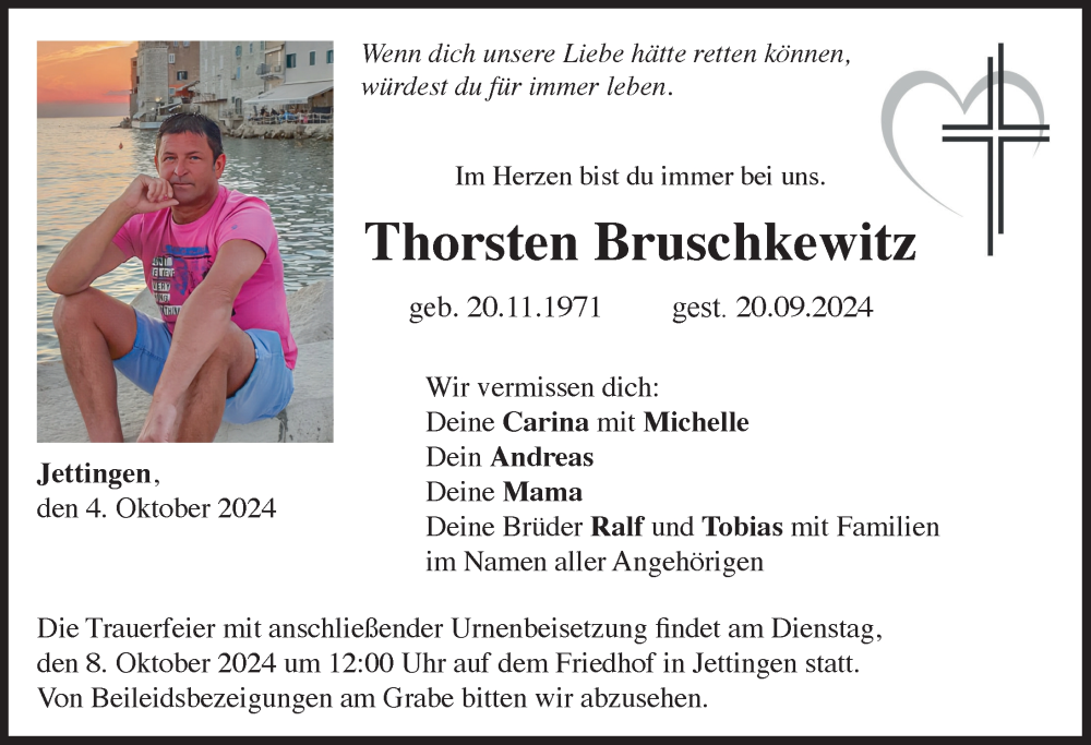  Traueranzeige für Thorsten Bruschkewitz vom 04.10.2024 aus Günzburger Zeitung