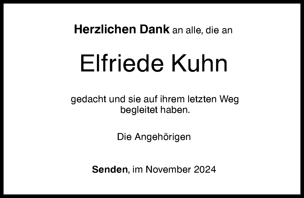 Traueranzeige von Elfriede Kuhn von Augsburger Allgemeine, Neu-Ulmer Zeitung