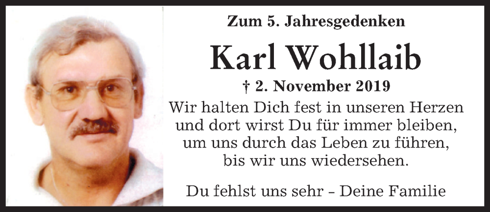 Traueranzeige von Karl Wohllaib von Mindelheimer Zeitung