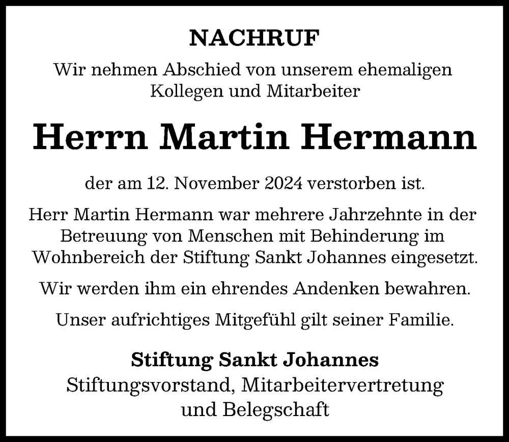 Traueranzeige von Martin Hermann von Donauwörther Zeitung