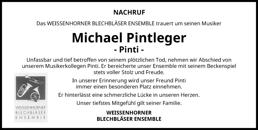  Traueranzeige für Michael Pintleger vom 11.11.2024 aus Neu-Ulmer Zeitung