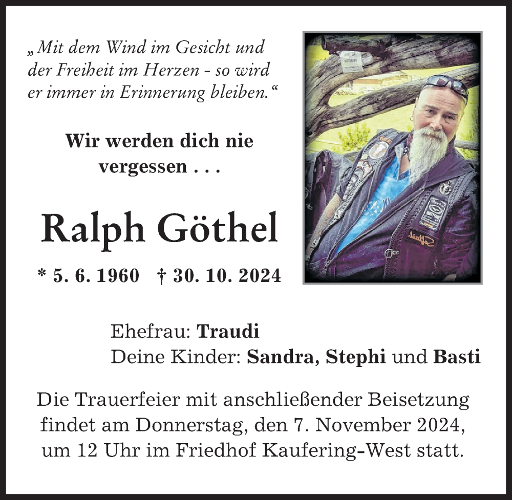 Traueranzeige von Ralph Göthel von Landsberger Tagblatt