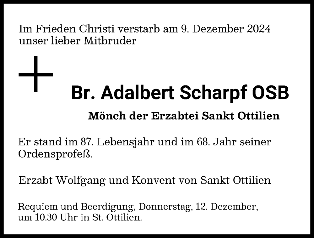 Traueranzeige von Adalbert Scharpf von Landsberger Tagblatt