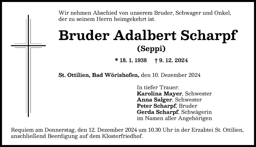 Traueranzeige von Adalbert Scharpf von Mindelheimer Zeitung