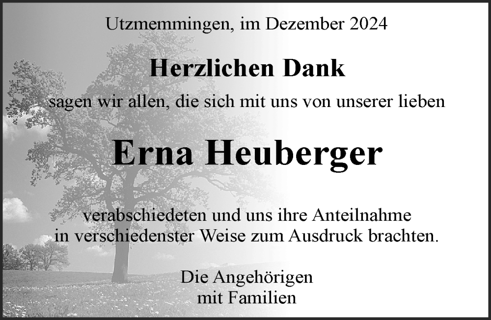 Traueranzeige von Erna Heuberger von Rieser Nachrichten