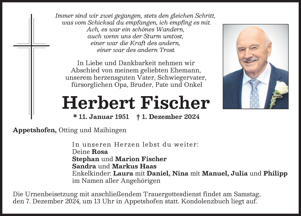 Traueranzeige von Herbert Fischer von Rieser Nachrichten