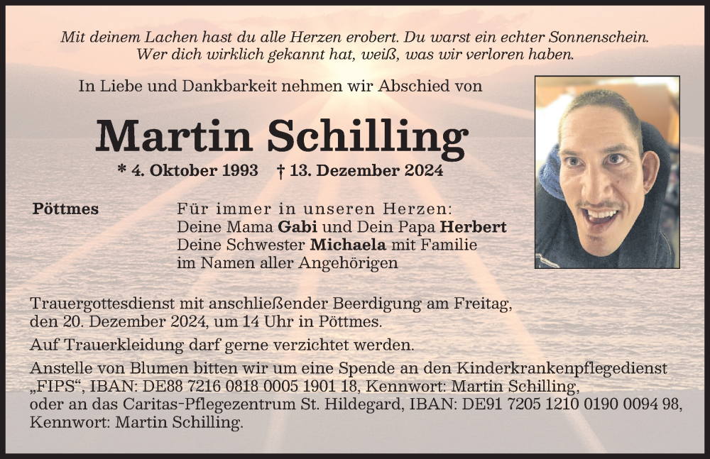 Traueranzeige von Martin Schilling von Aichacher Nachrichten