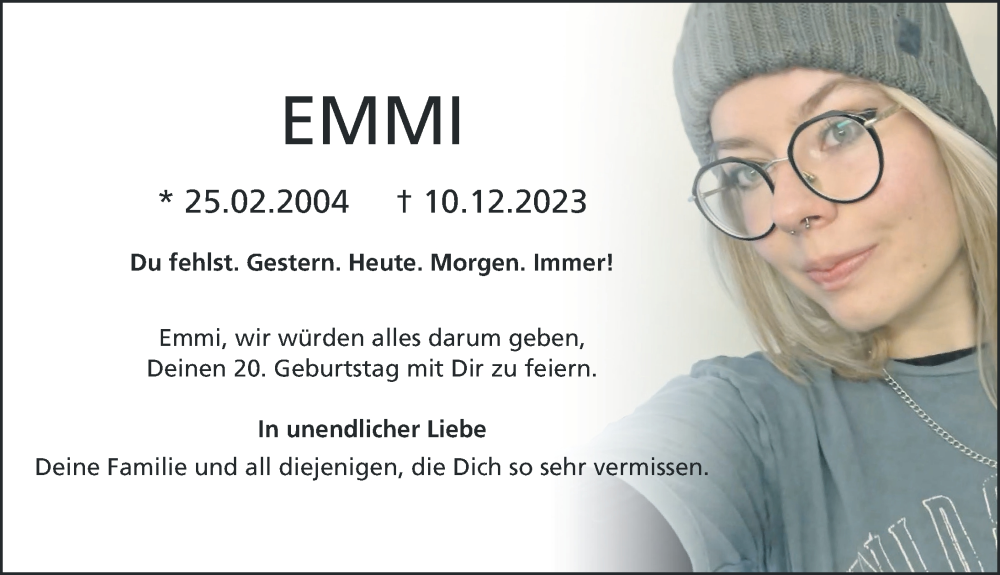  Traueranzeige für Emilia Pippilotta Fendt vom 24.02.2024 aus Schwabmünchner Allgemeine