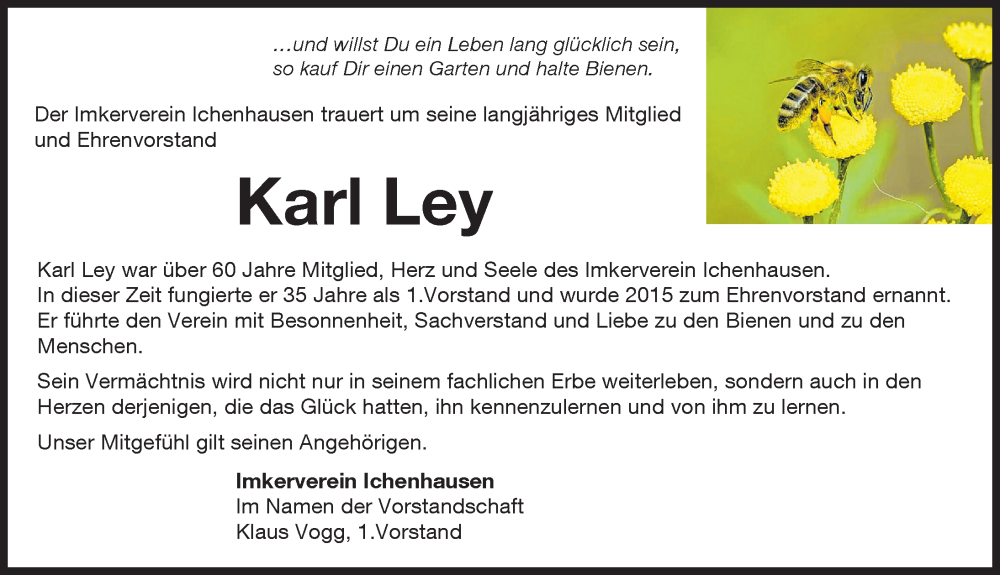Traueranzeige von Karl Ley von Günzburger Zeitung