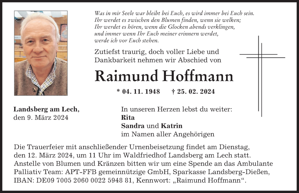  Traueranzeige für Raimund Hoffmann vom 09.03.2024 aus Landsberger Tagblatt