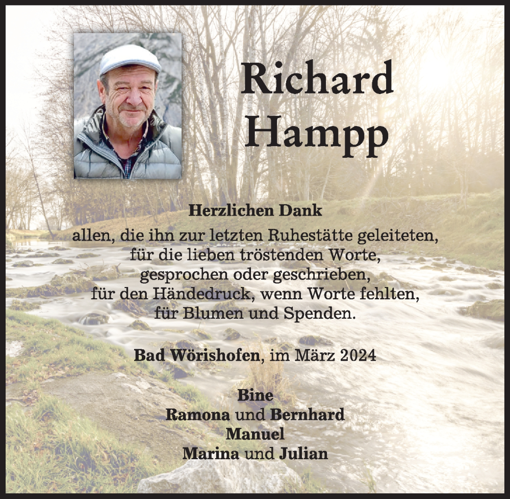 Traueranzeige von Richard Hampp von Mindelheimer Zeitung