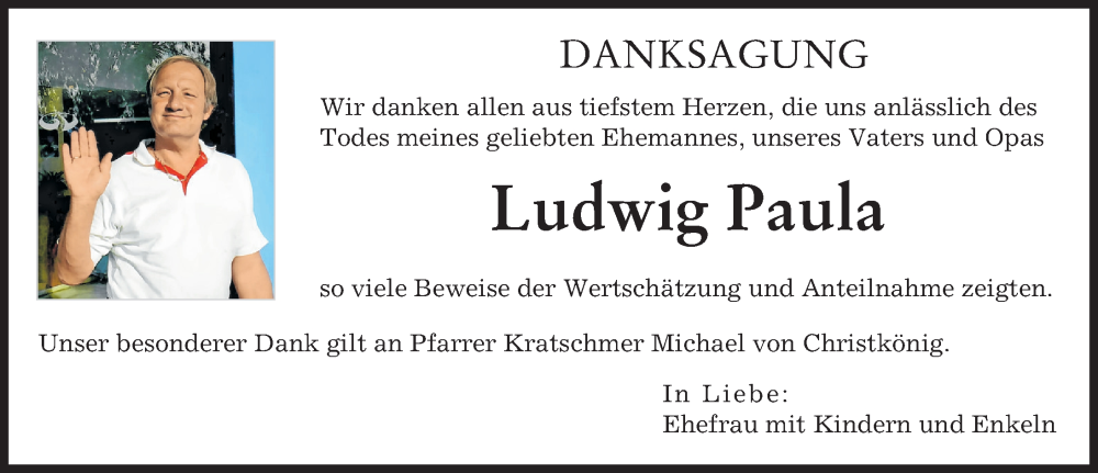 Traueranzeige von Ludwig Paula von Augsburger Allgemeine