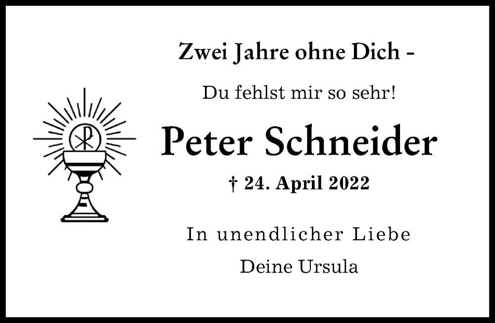Traueranzeige von Peter Schneider von Augsburger Allgemeine