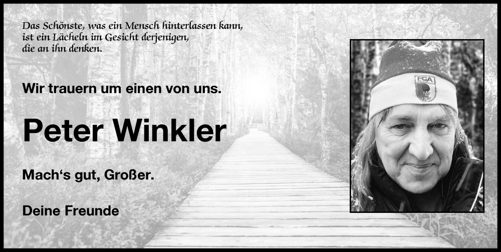  Traueranzeige für Peter Winkler vom 04.04.2024 aus Mindelheimer Zeitung