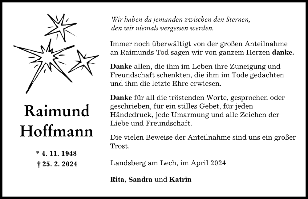 Traueranzeige von Raimund Hoffmann von Landsberger Tagblatt