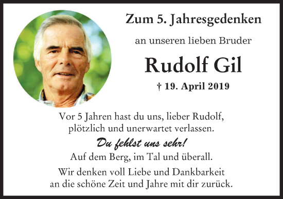 Traueranzeigen von Rudolf Gil | Augsburger Allgemeine Zeitung