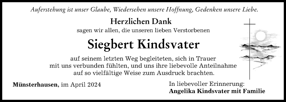 Traueranzeige von Siegbert Kindsvater von Günzburger Zeitung