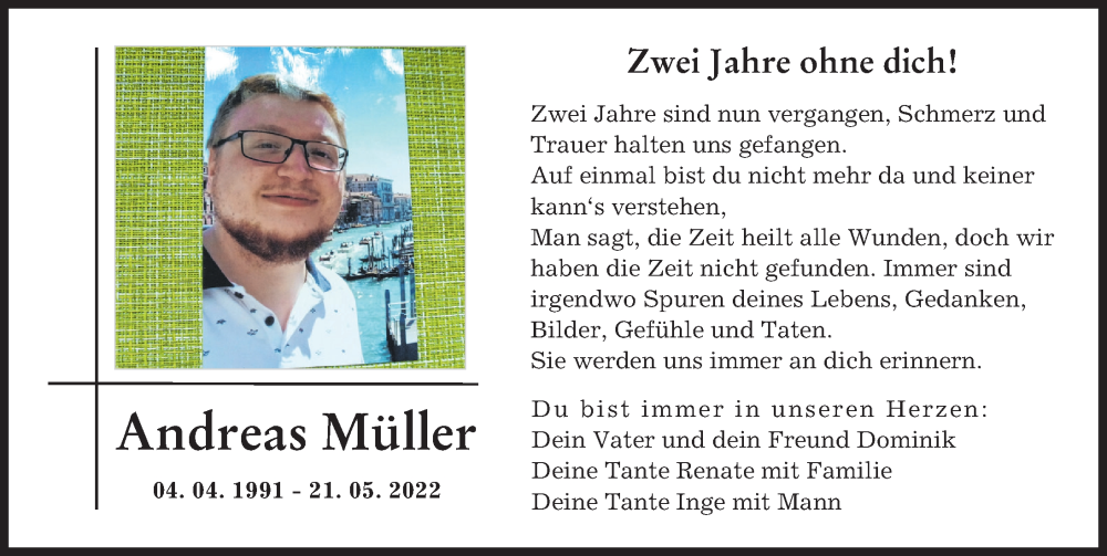 Traueranzeige von Andreas Müller von Augsburger Allgemeine