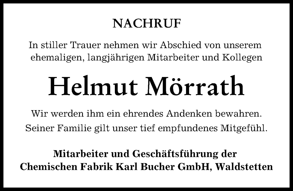 Traueranzeige von Helmut Mörrath von Günzburger Zeitung