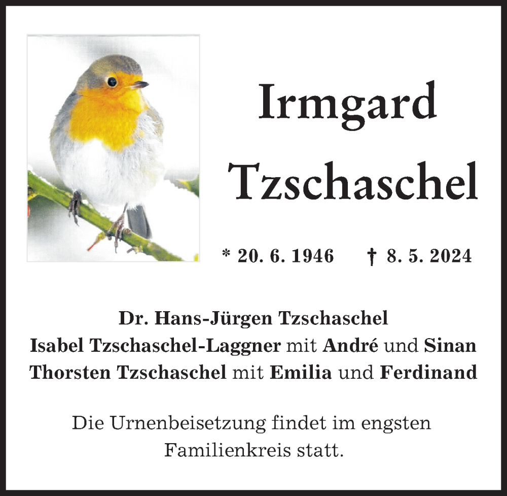Traueranzeige von Irmgard Tzschaschel von Landsberger Tagblatt