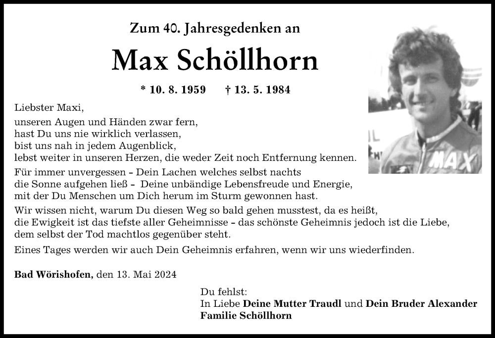 Traueranzeige von Max Schöllhorn von Mindelheimer Zeitung