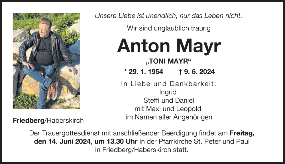Traueranzeige von Anton Mayr von Augsburger Allgemeine
