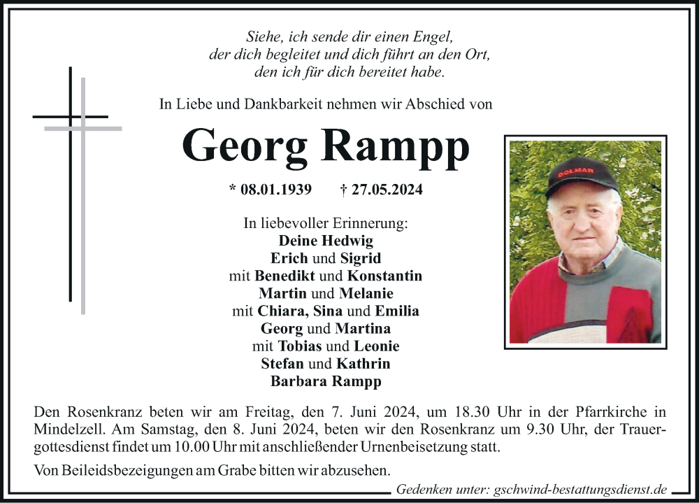 Traueranzeige von Georg Rampp von Mittelschwäbische Nachrichten