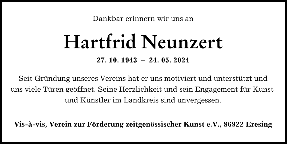 Traueranzeige von Hartfrid Neunzert von Landsberger Tagblatt