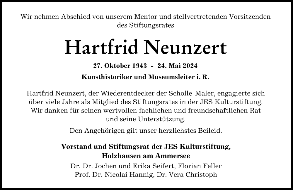 Traueranzeige von Hartfrid Neunzert von Ammersee Kurier