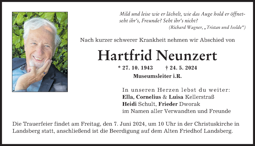 Traueranzeige von Hartfrid Neunzert von Landsberger Tagblatt