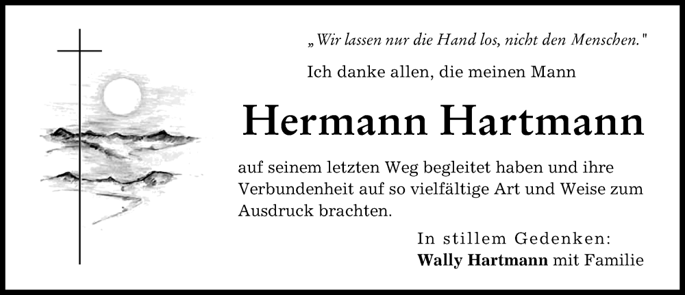 Traueranzeige von Hermann Hartmann von Schwabmünchner Allgemeine
