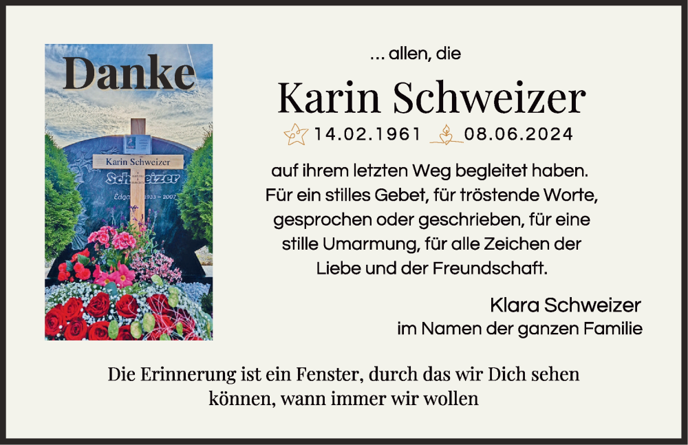 Traueranzeige von Karin Schweizer von Günzburger Zeitung