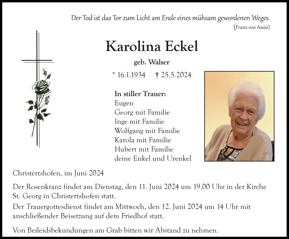 Traueranzeige von Karolina Eckel von Illertisser Zeitung