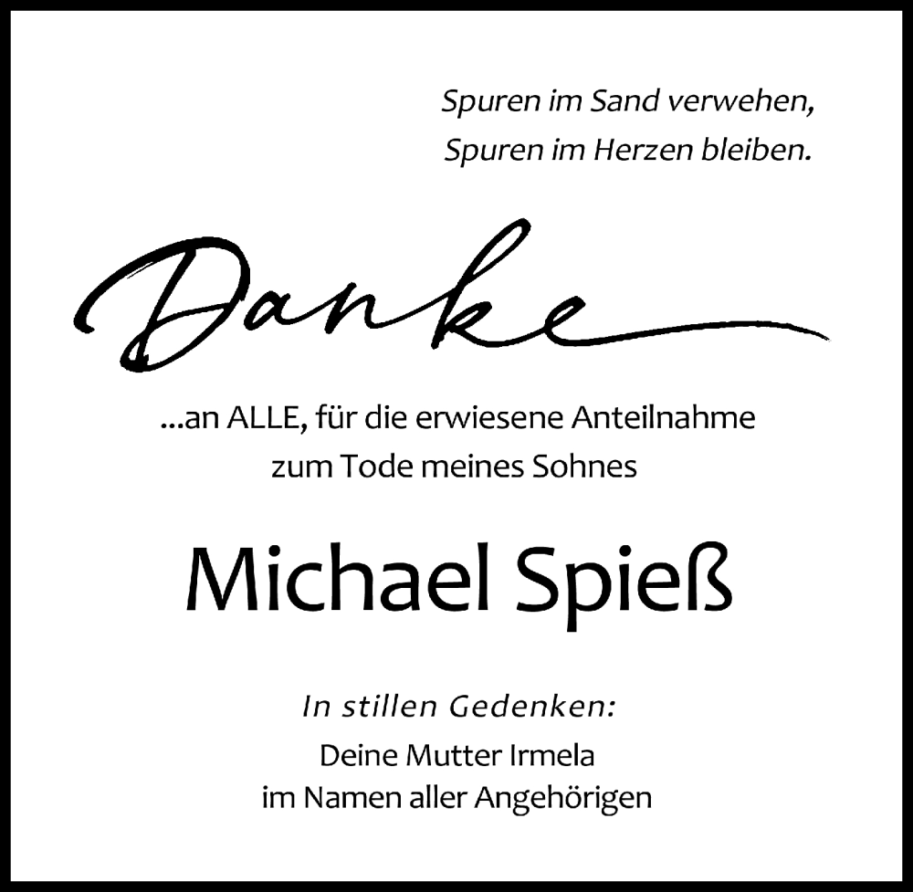 Traueranzeige von Michael Spieß von Augsburger Allgemeine