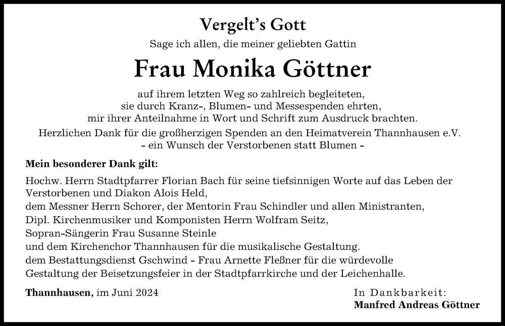 Traueranzeige von Monika Göttner von Günzburger Zeitung