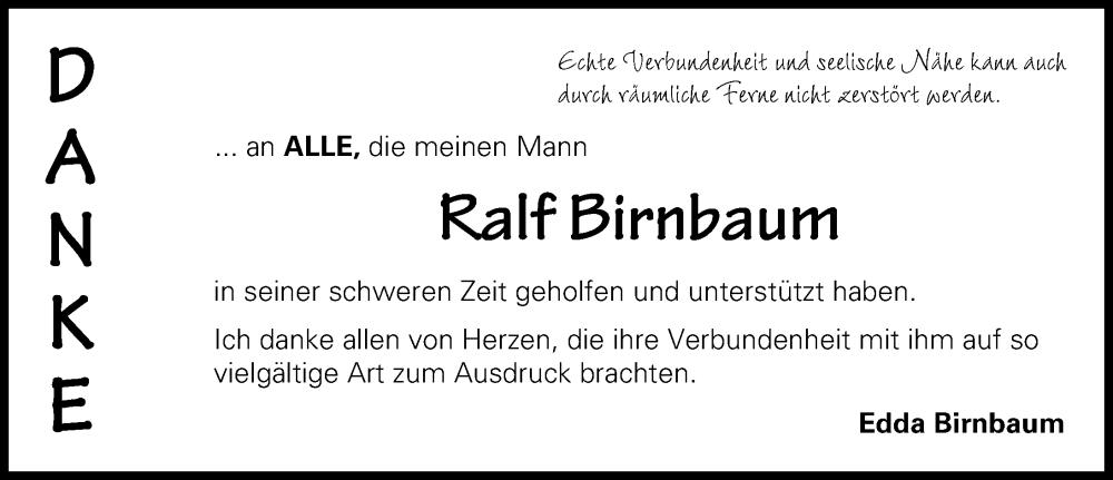 Traueranzeige von Ralf Birnbaum von Schwabmünchner Allgemeine