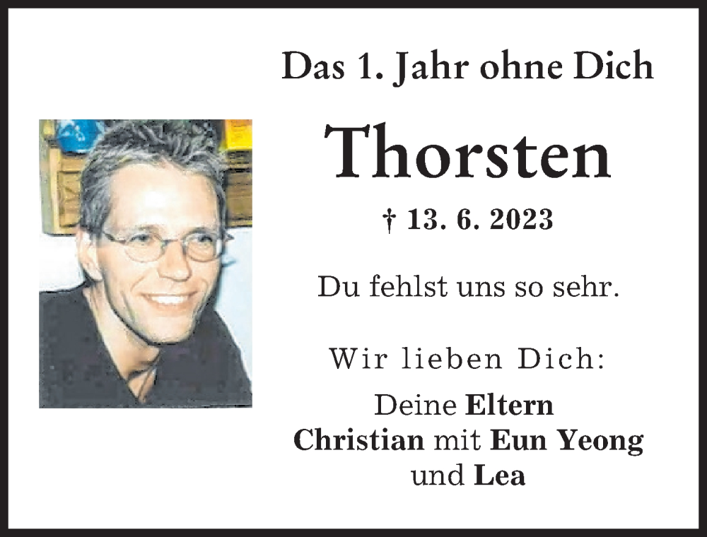 Traueranzeige von Thorsten Bergsdorf von Neuburger Rundschau