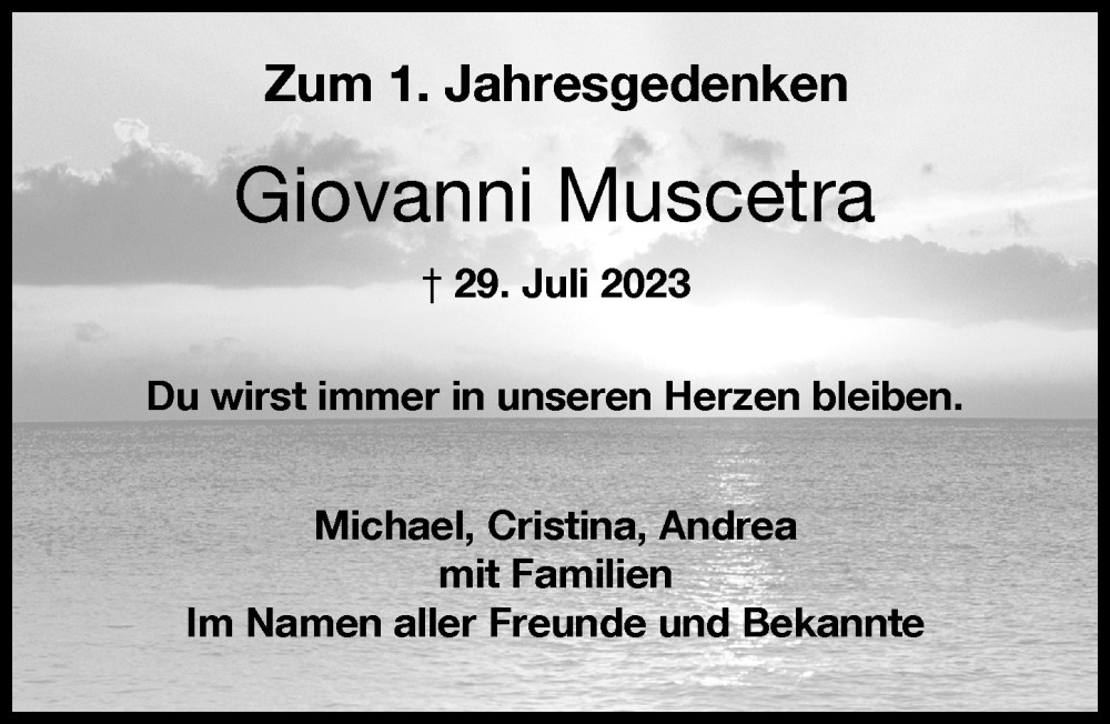 Traueranzeige von Giovanni Muscetra von Donau Zeitung