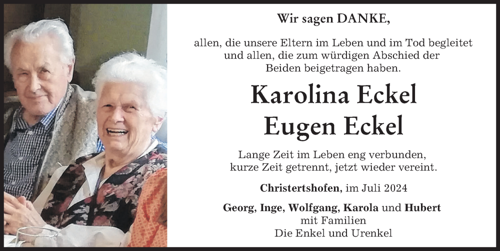 Traueranzeige von Karolina Eckel von Illertisser Zeitung