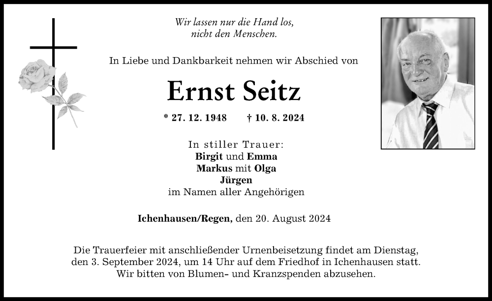 Traueranzeige von Ernst Seitz von Günzburger Zeitung