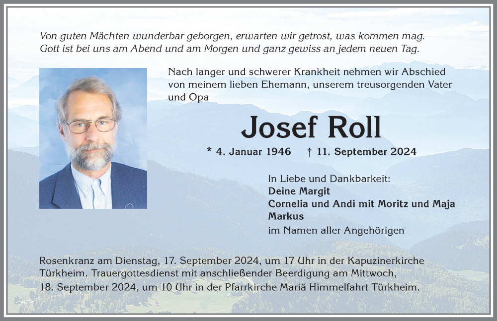 Traueranzeige von Josef Roll von Mindelheimer Zeitung