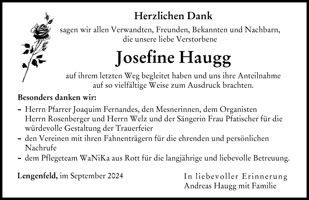 Traueranzeige von Josefine Haugg von Landsberger Tagblatt