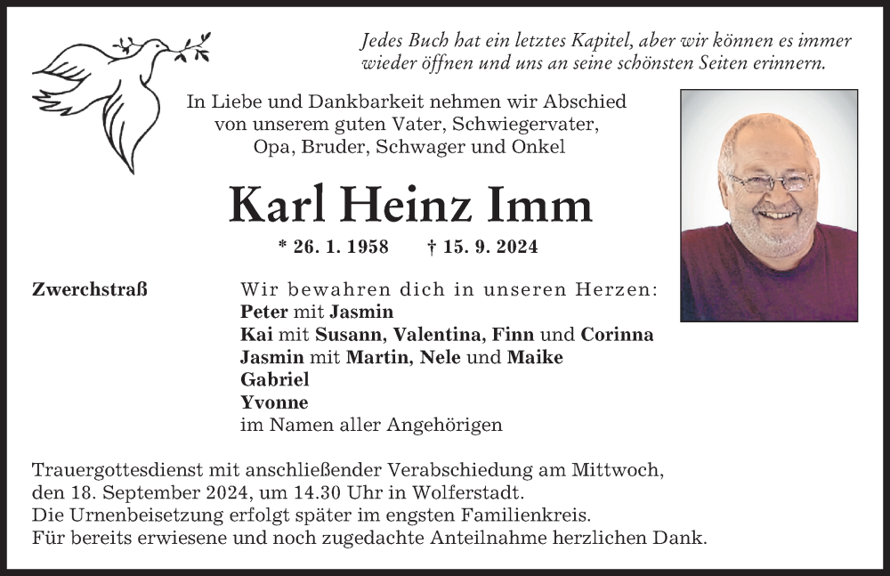 Traueranzeige von Karl Heinz Imm von Donauwörther Zeitung