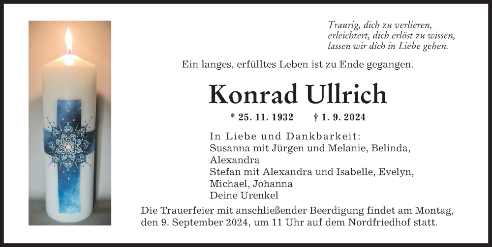 Traueranzeige von Konrad Ullrich von Augsburger Allgemeine